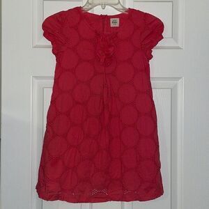 ✨Mini Boden Coral Short Sleeve Eyelet Ruffle Cotton Dress